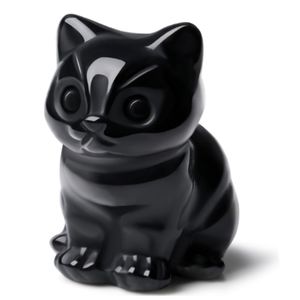 Black Gemstone Cats Kitty Mini Figurine Carved Obsidian Stone Cat Lover Gift